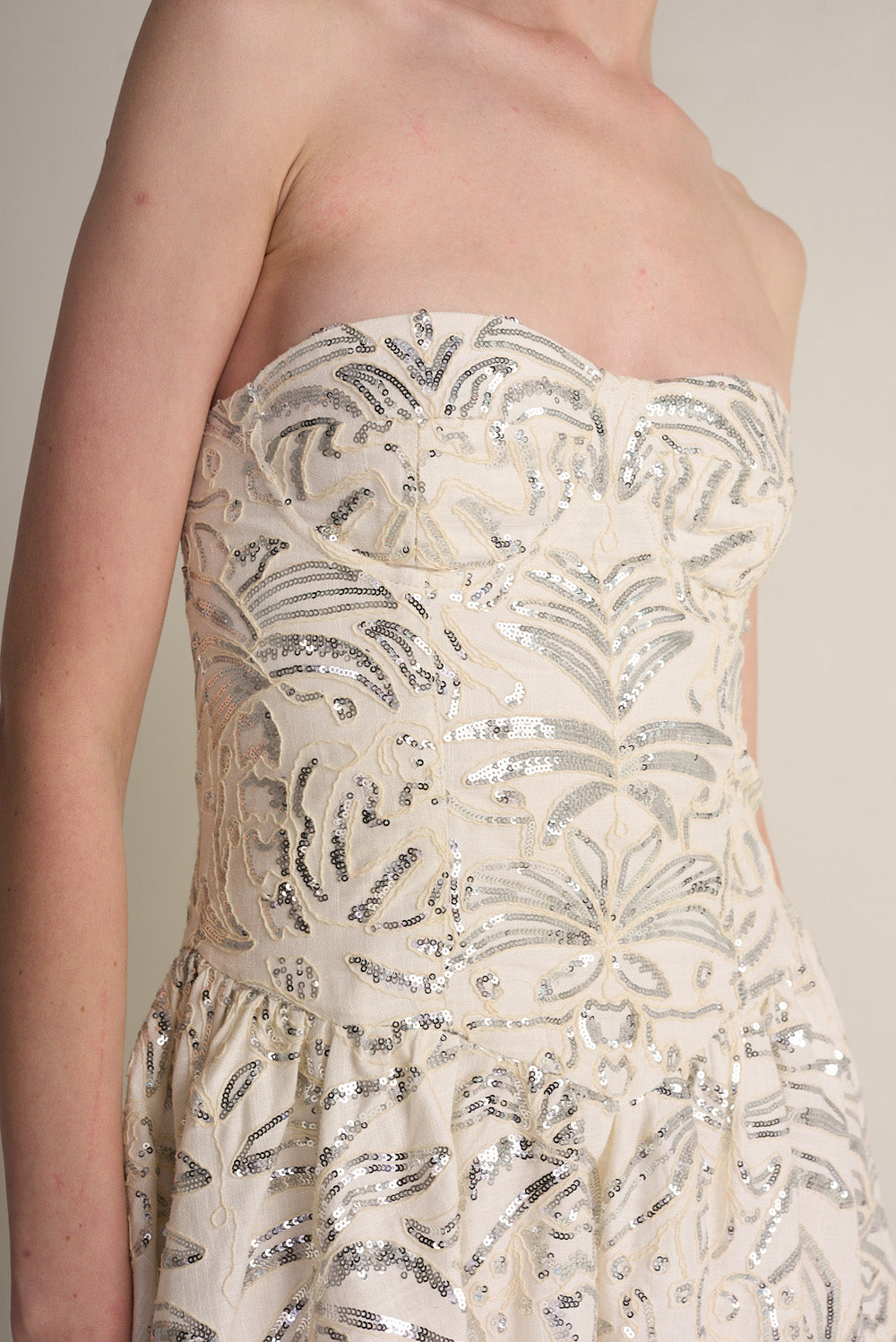 VALLESCA SEQUIN IVORY DRESS