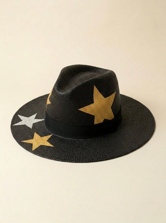 BLACK WITH GOLD STARS HAT