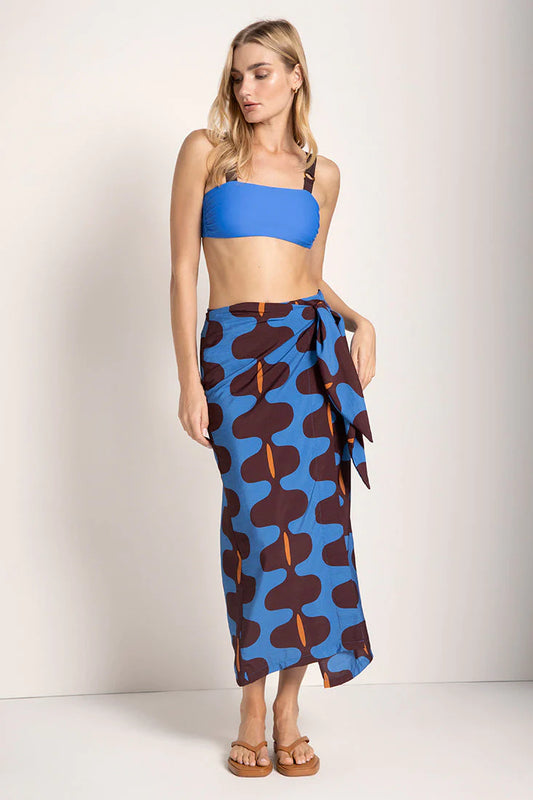 BLUE PRINT LINEN SKIRT PAREO