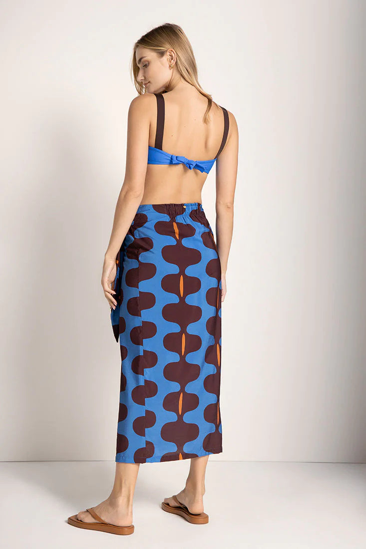 BLUE PRINT LINEN SKIRT PAREO