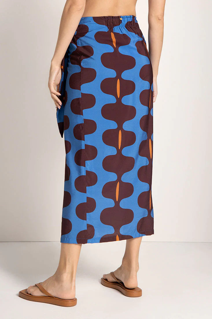 BLUE PRINT LINEN SKIRT PAREO
