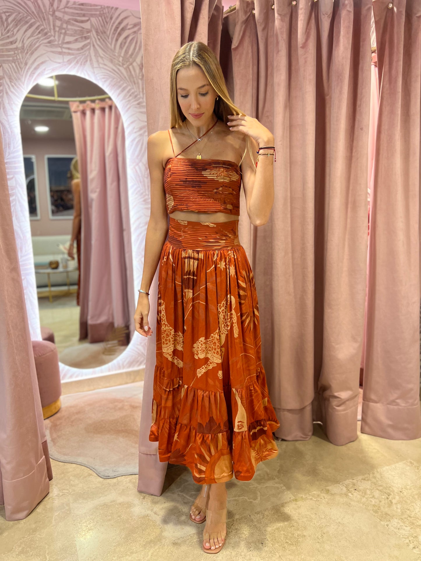FUNEZ TOP AND MALI SKIRT RED NIGHTS