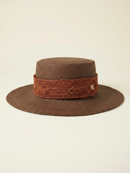 COFFEE STRAW BOATER HAT