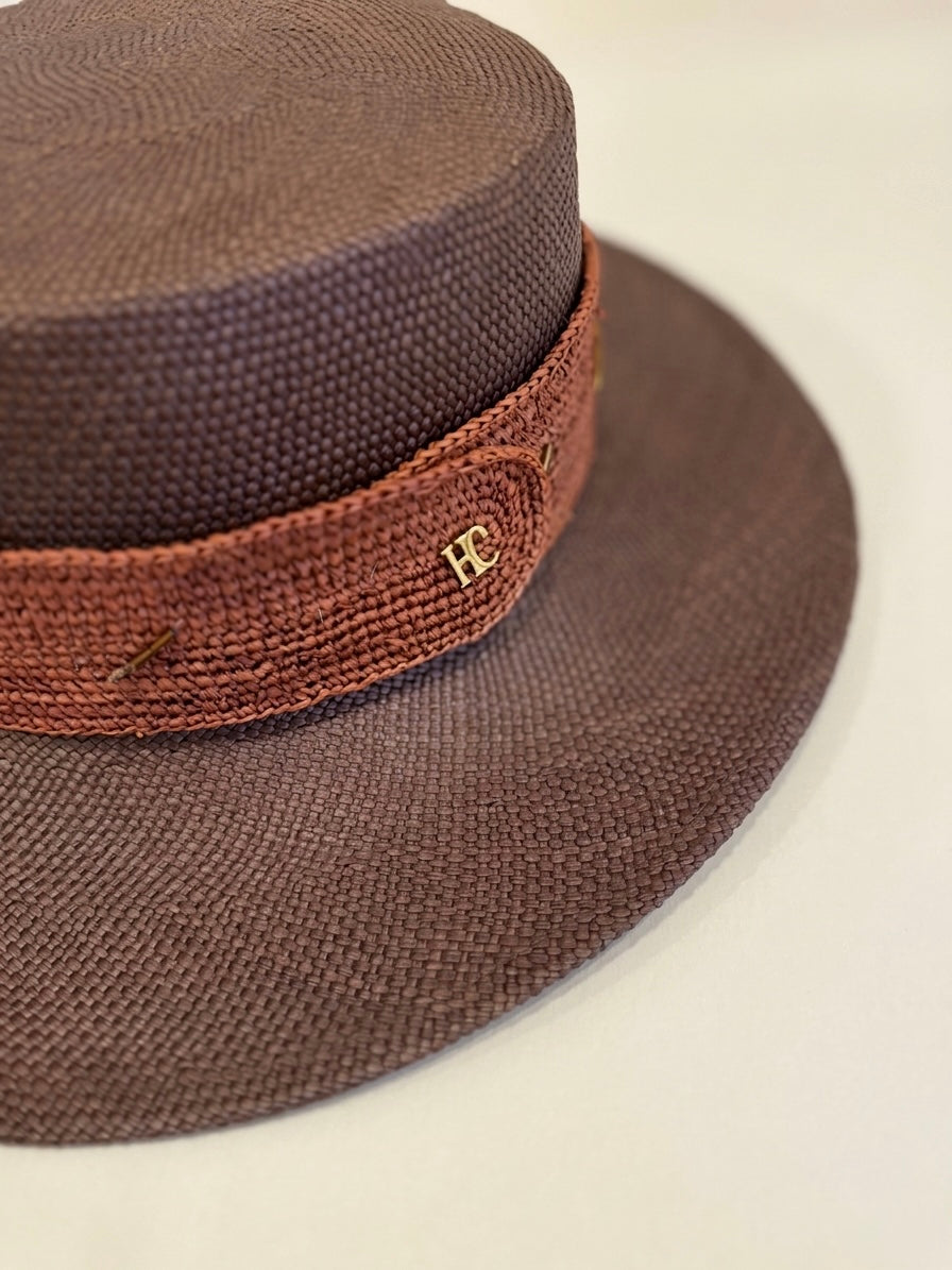 COFFEE STRAW BOATER HAT