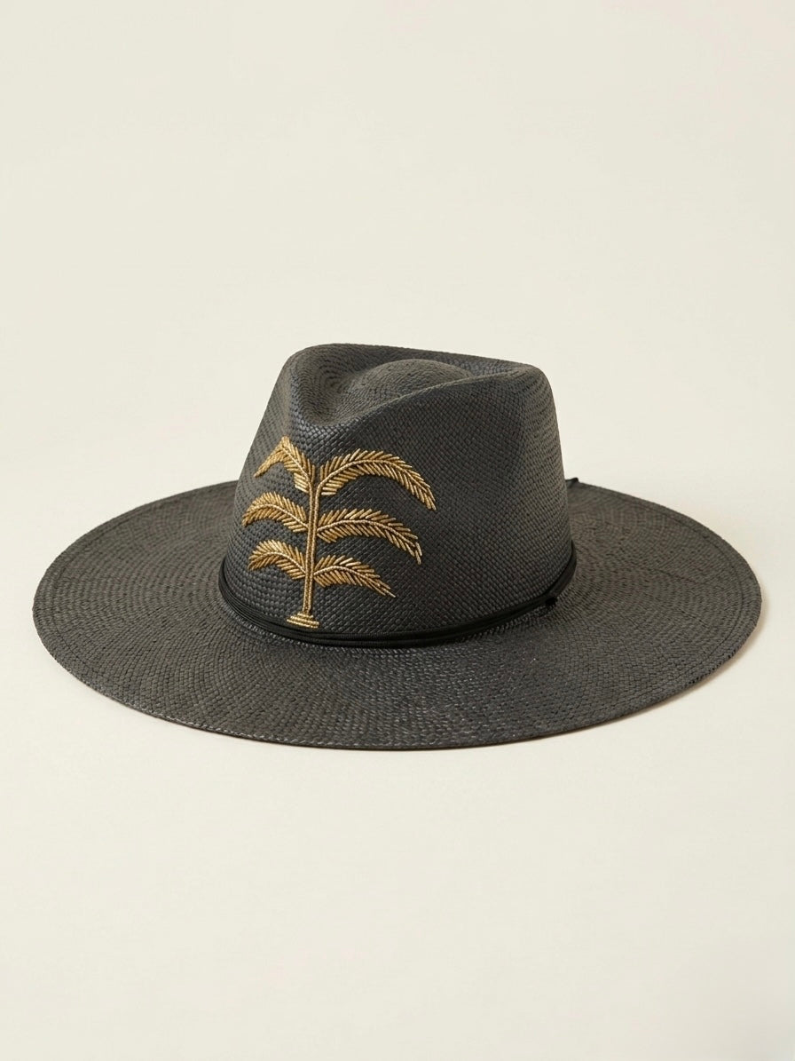 BLACK PALM TREE HAT