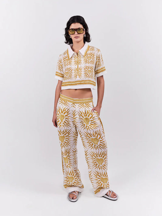 OASIS CROPPED POLO OCHRE