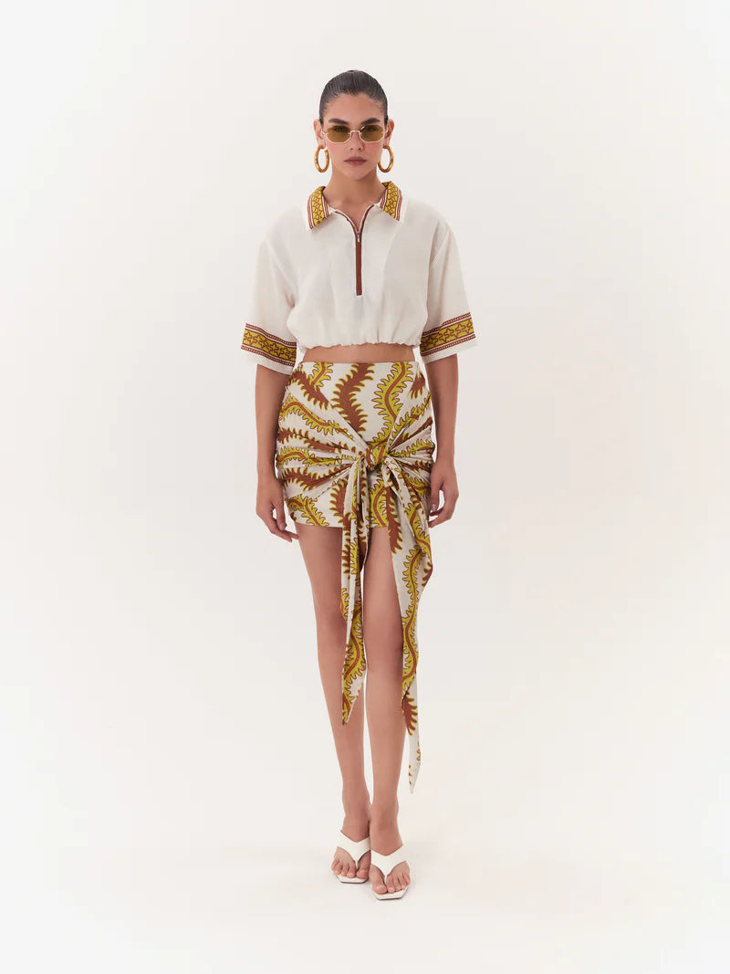 SKIRT STRETCH BROWN SOLAR