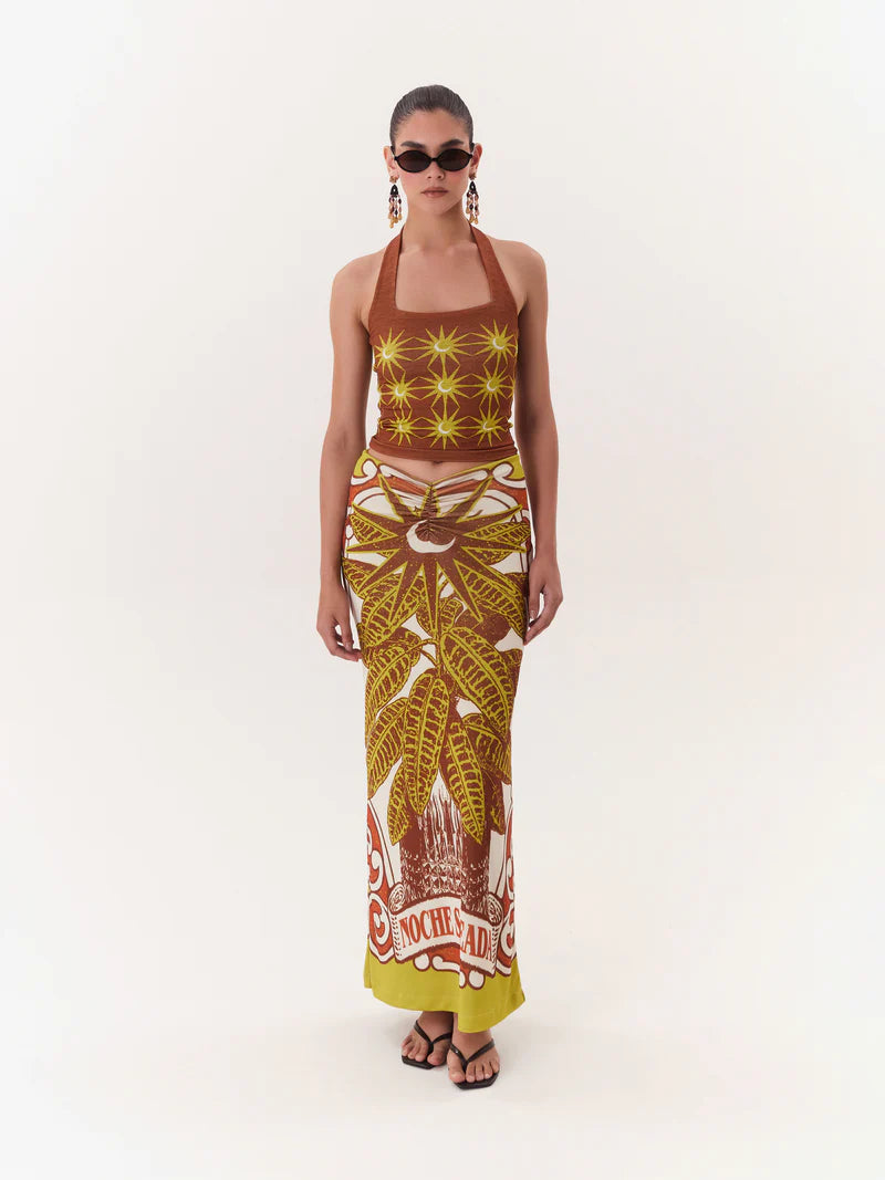 MAXI SKIRT SOLAR BROWN