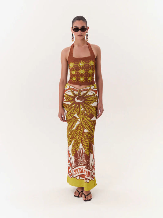 MAXI SKIRT SOLAR BROWN