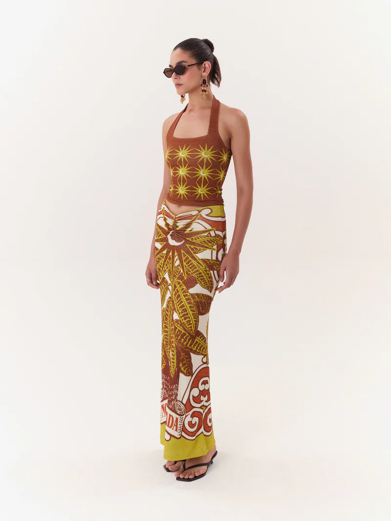 MAXI SKIRT SOLAR BROWN