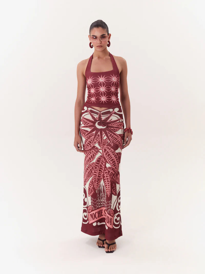 MAXI SKIRT SOLAR WINE