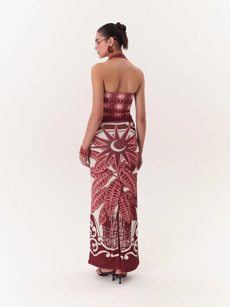 MAXI SKIRT SOLAR WINE