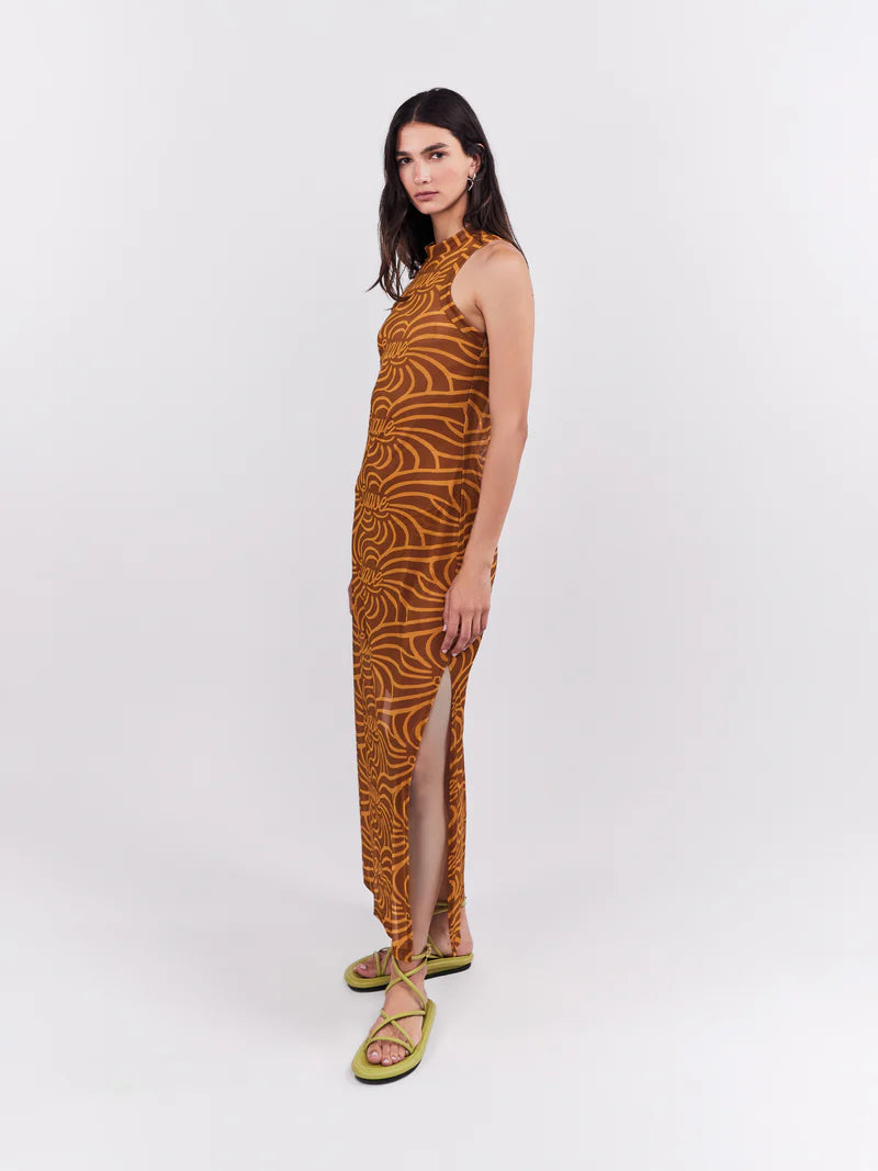 SUAVE MESH DRESS OCHRE