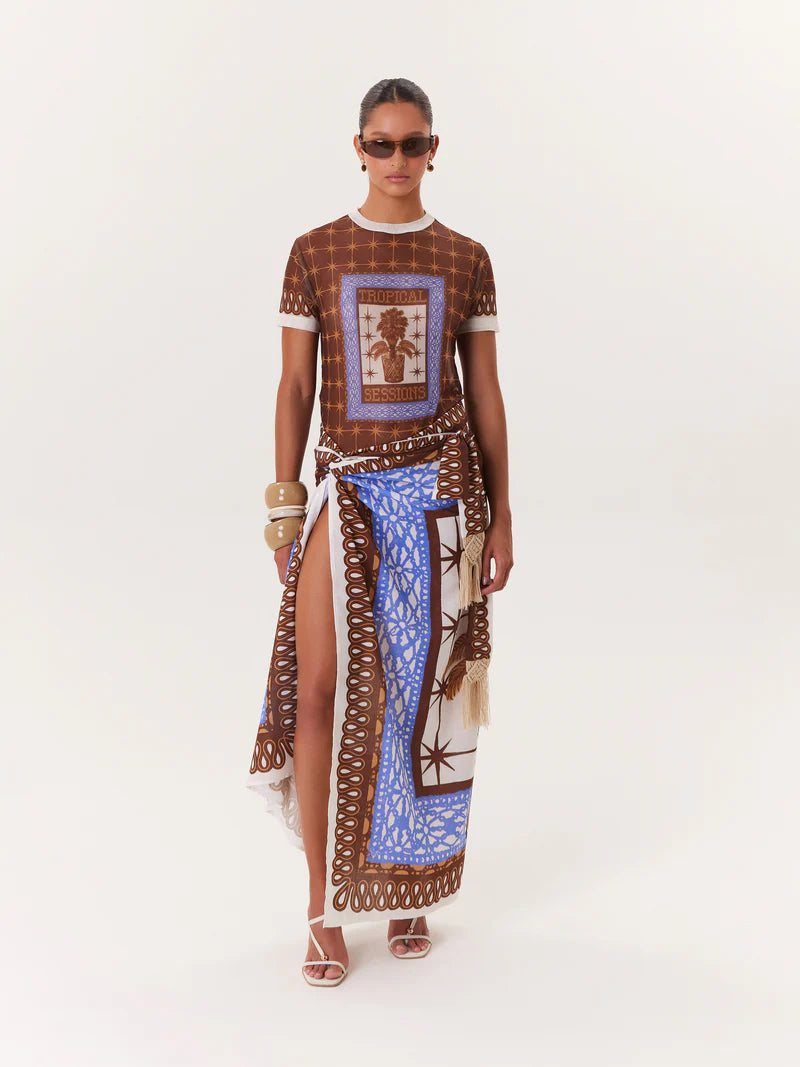 TROPICAL MESH TOP BLUE