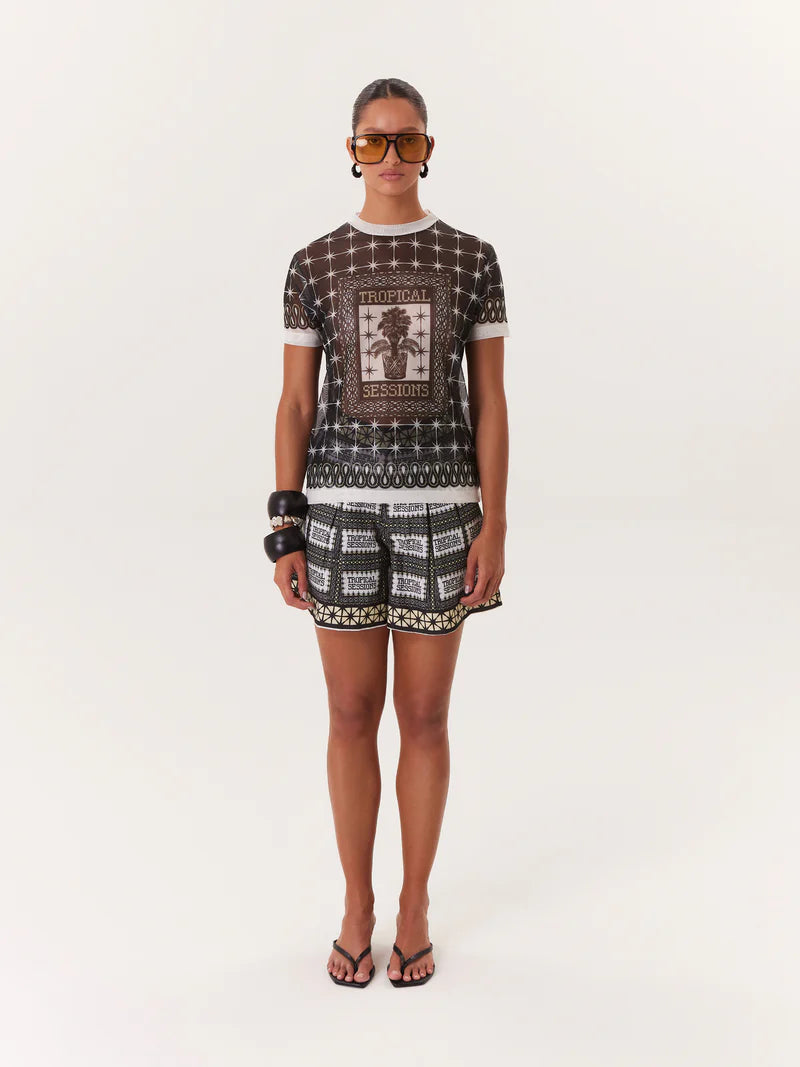 TROPICAL MESH TOP BLACK