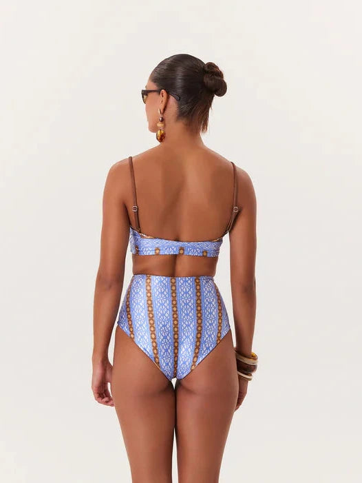 TROPICAL HIGH WAIST BIKINI BLUE