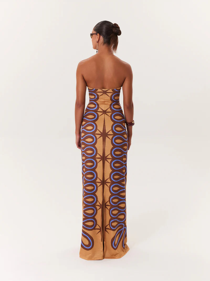 TROPICAL MAXI DRESS BLUE