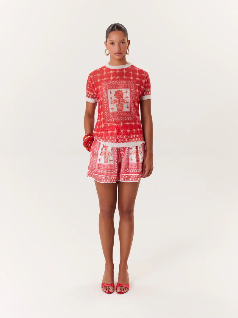 TROPICAL MESH TOP PINK