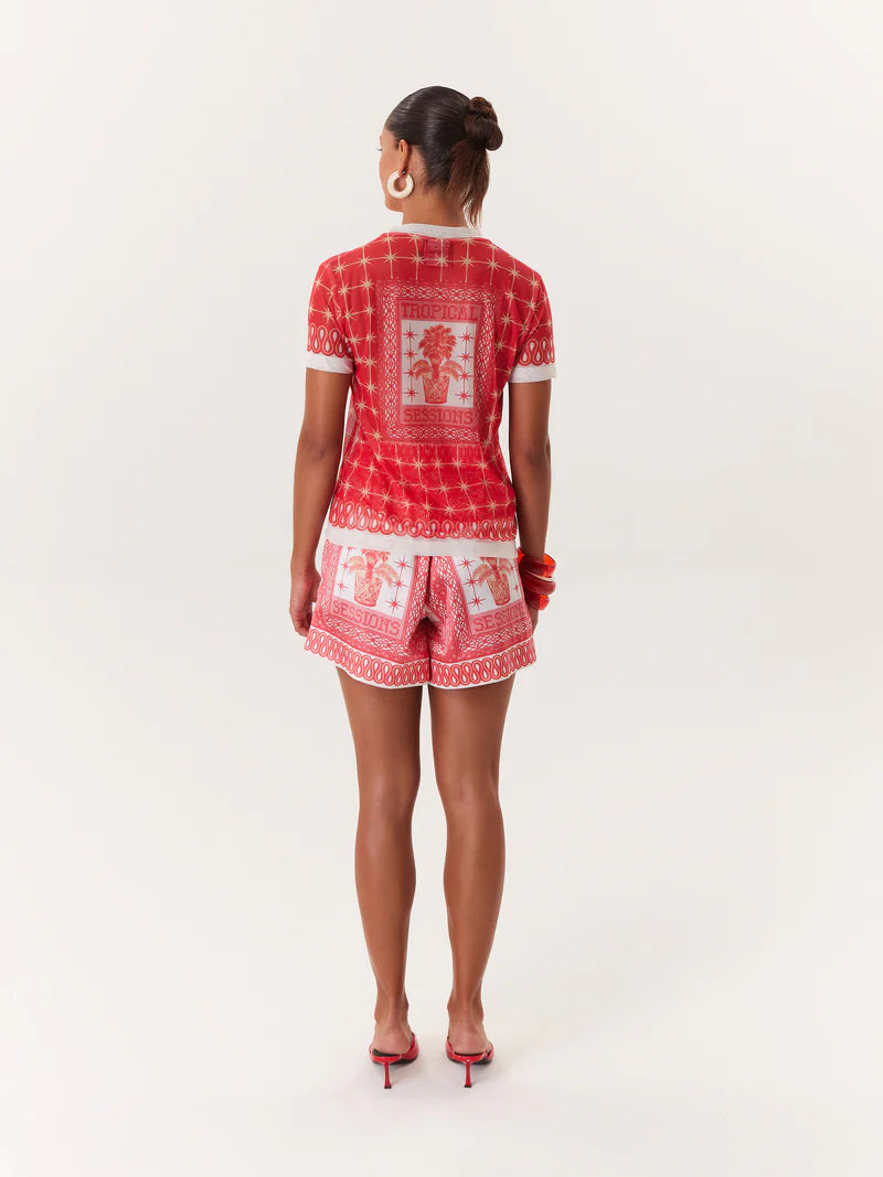 TROPICAL MESH TOP PINK