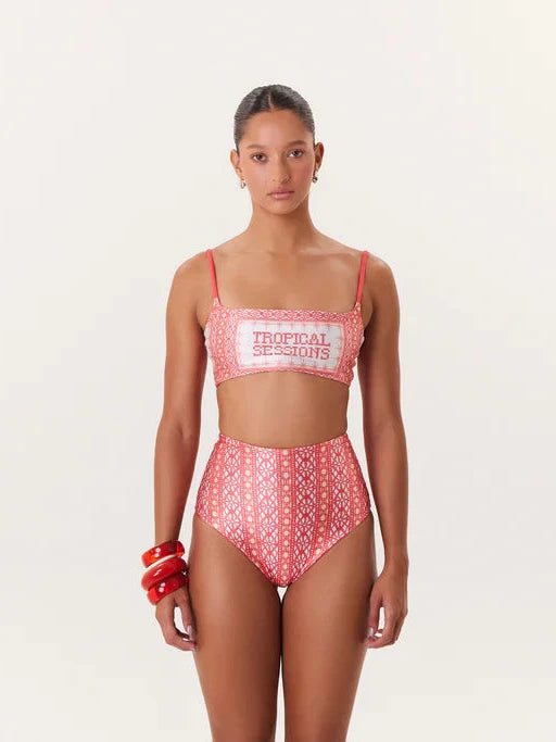 TROPICAL HIGH WAIST BIKINI PINK