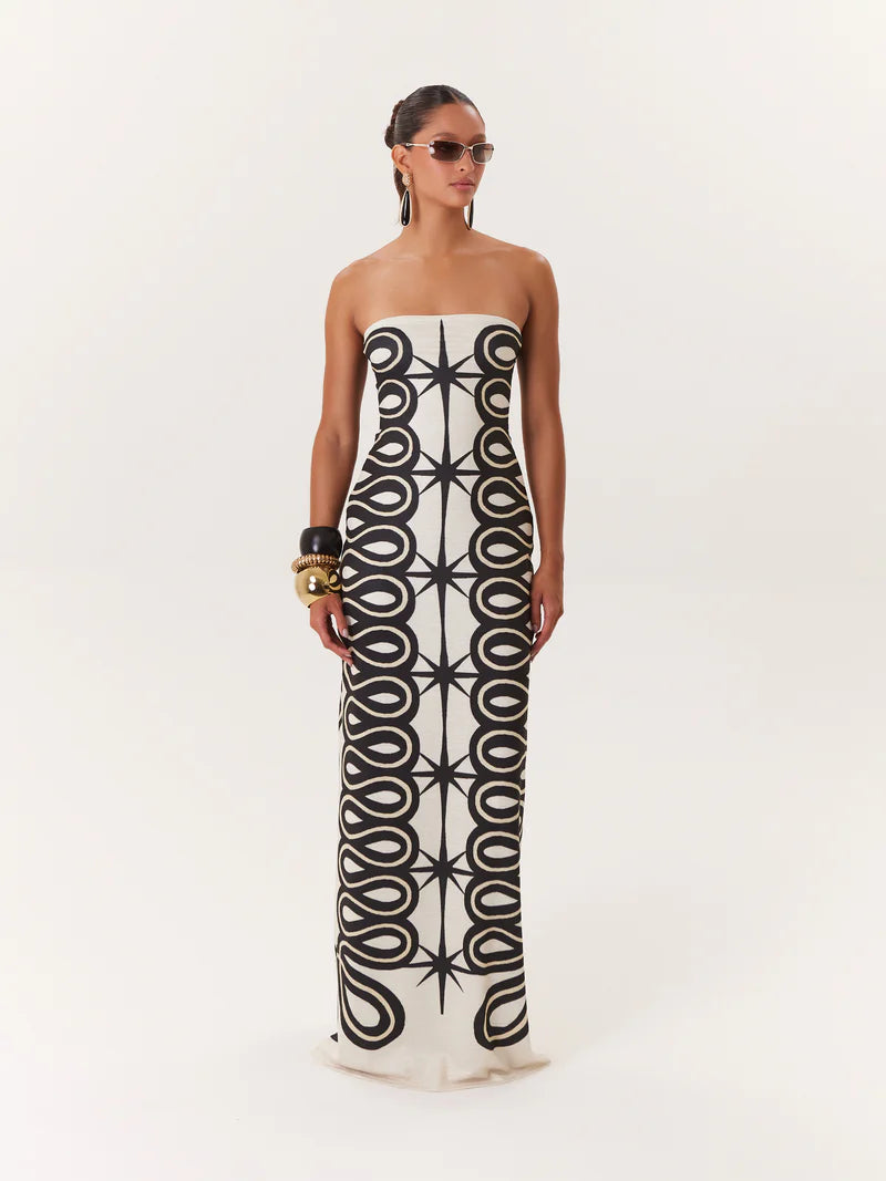 TROPICAL MAXI DRESS BLACK