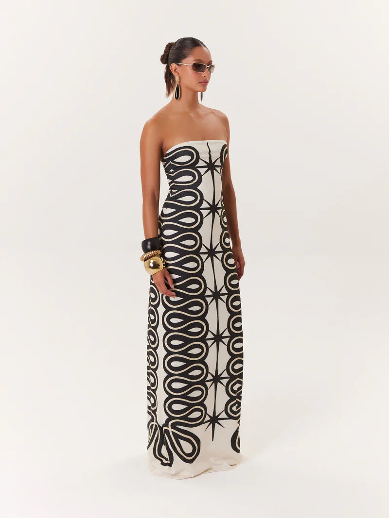 TROPICAL MAXI DRESS BLACK