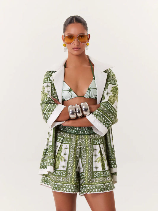 TROPICAL ELASTIC SHORTS GREEN