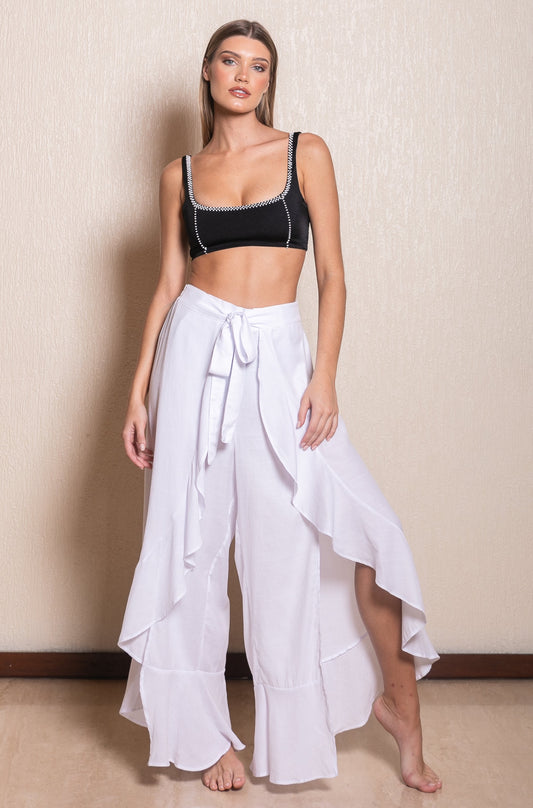 ATHINA WHITE WRAP-AROUND PANTS