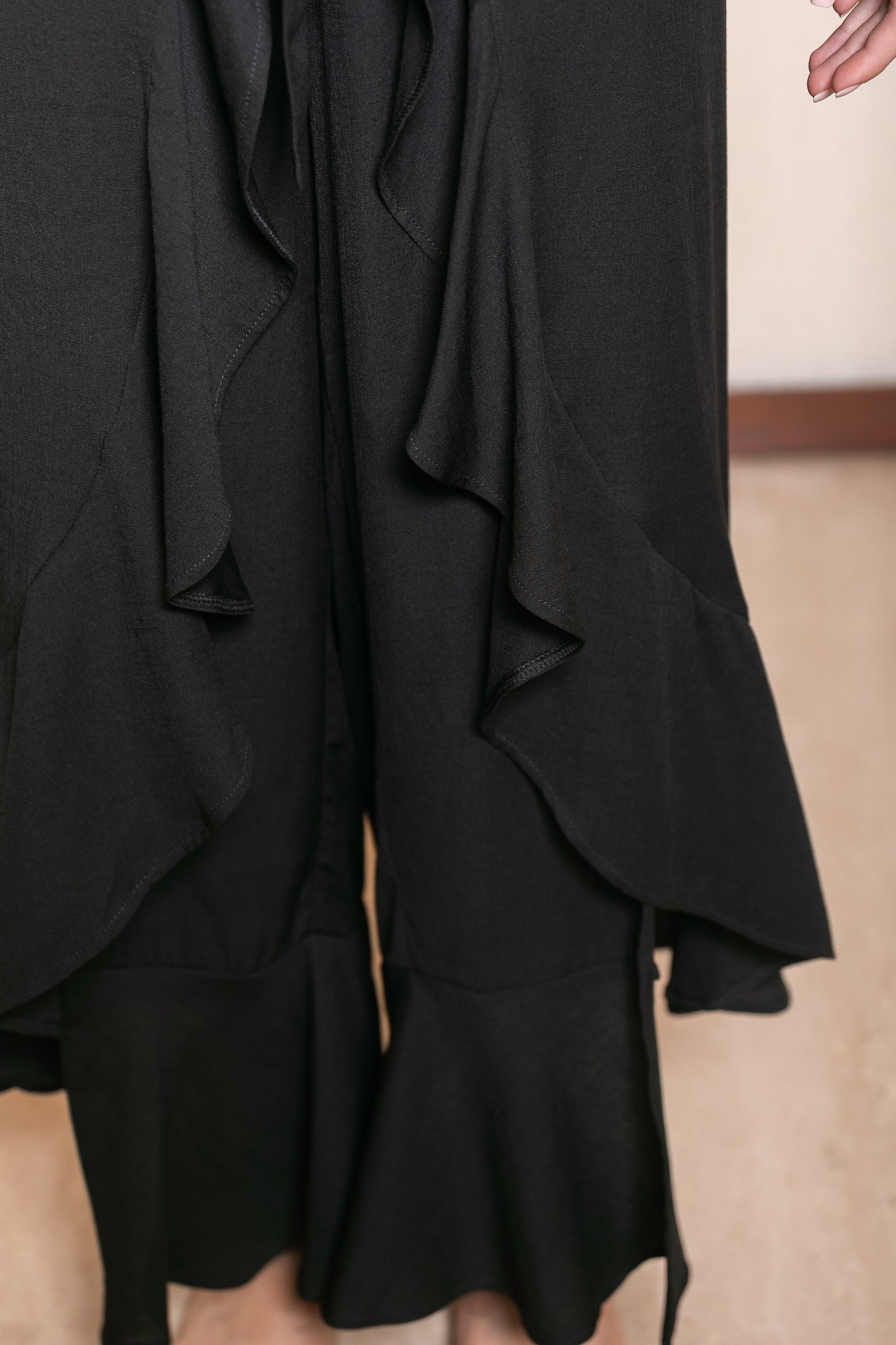ATHINA BLACK WRAP-AROUND PANTS