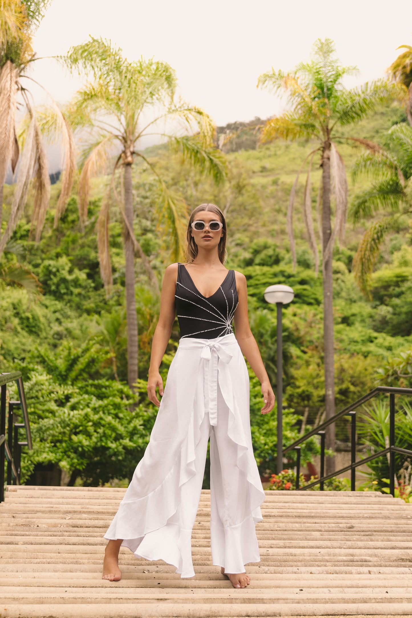 ATHINA WHITE WRAP-AROUND PANTS