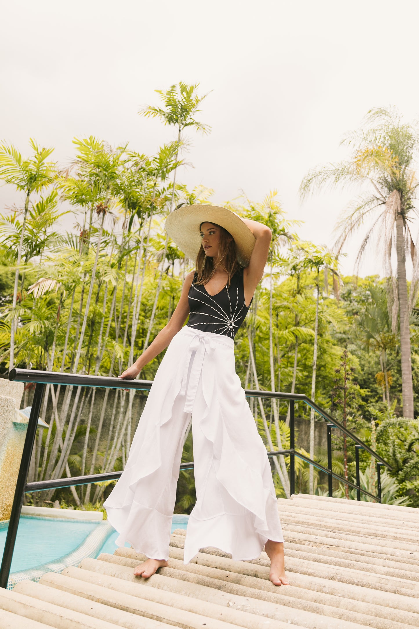 ATHINA WHITE WRAP-AROUND PANTS