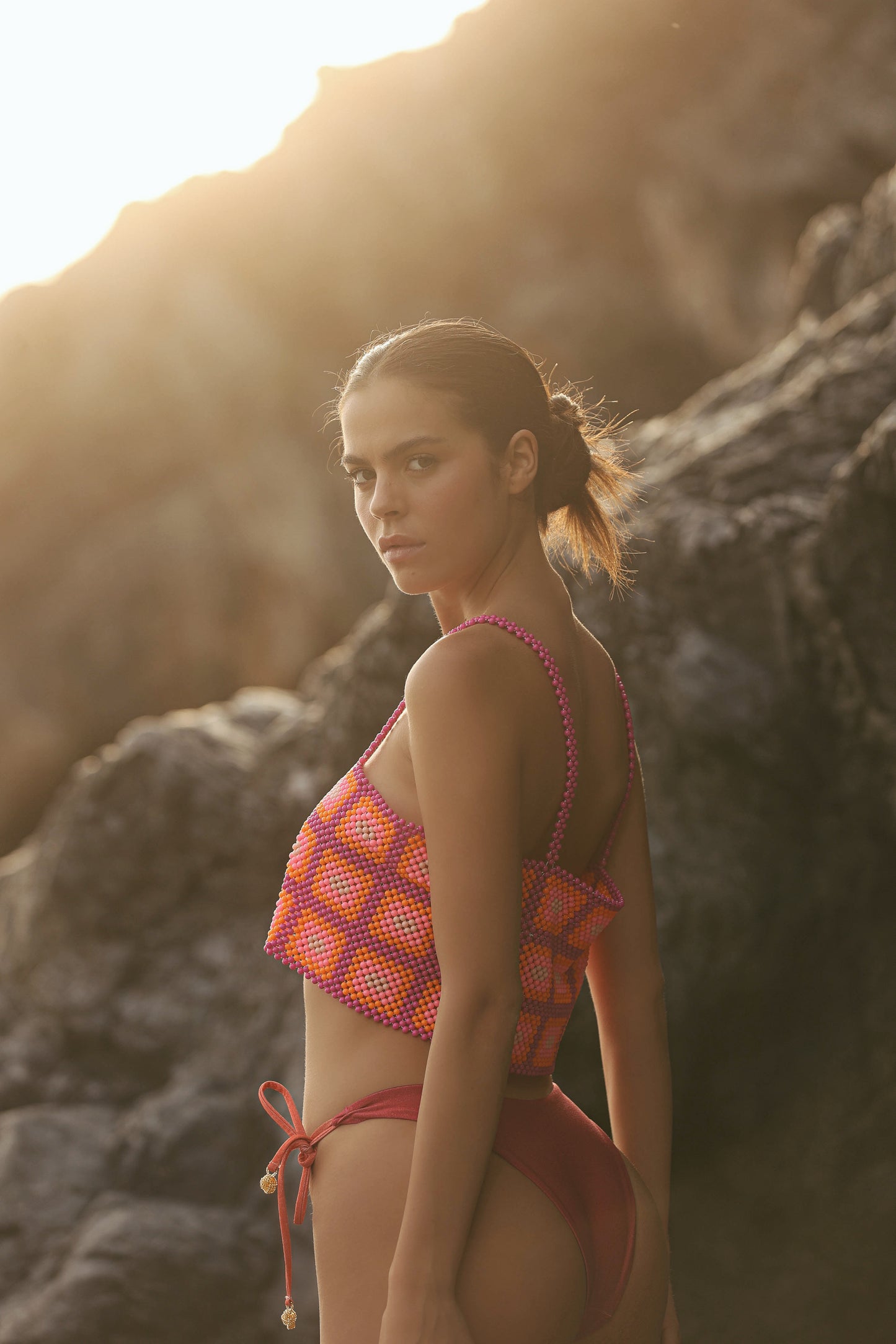 FANTASY ORANGE/PINK CROP TOP