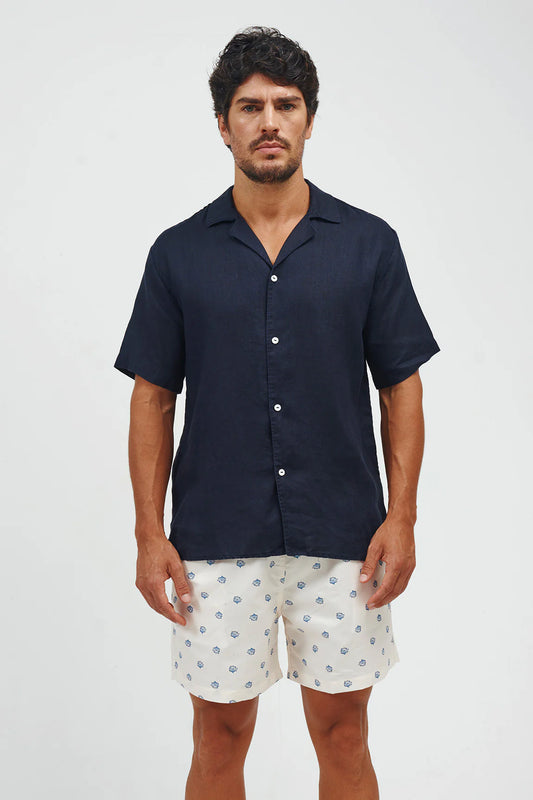 THE NAVY RESORT LINEN SHIRT