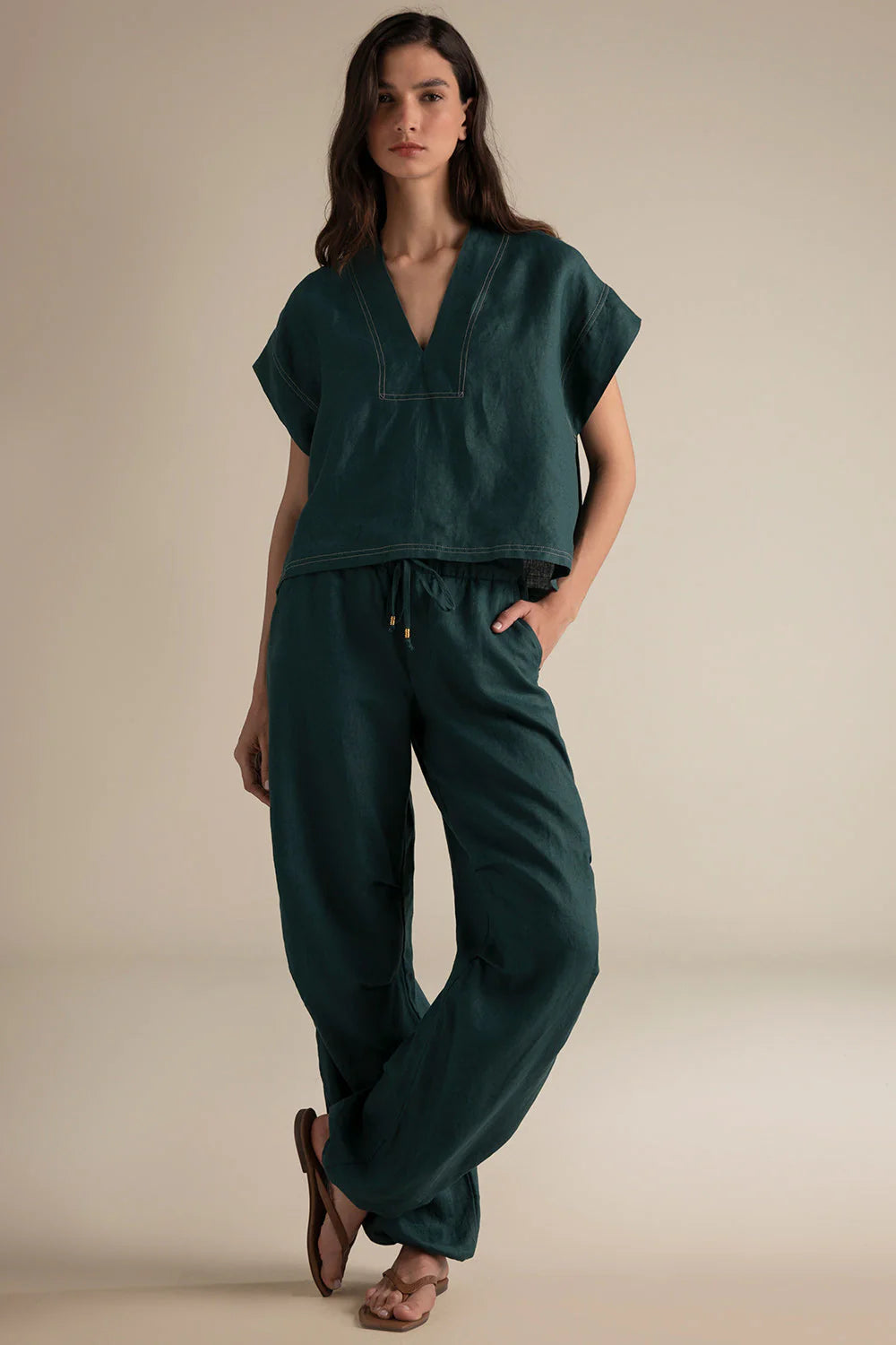 GREEN LINEN SET