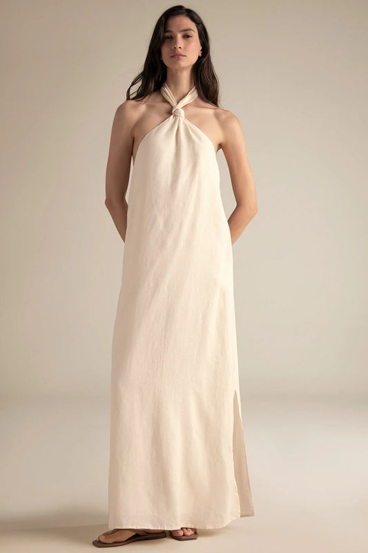 IVORY HALTER LONG DRESS