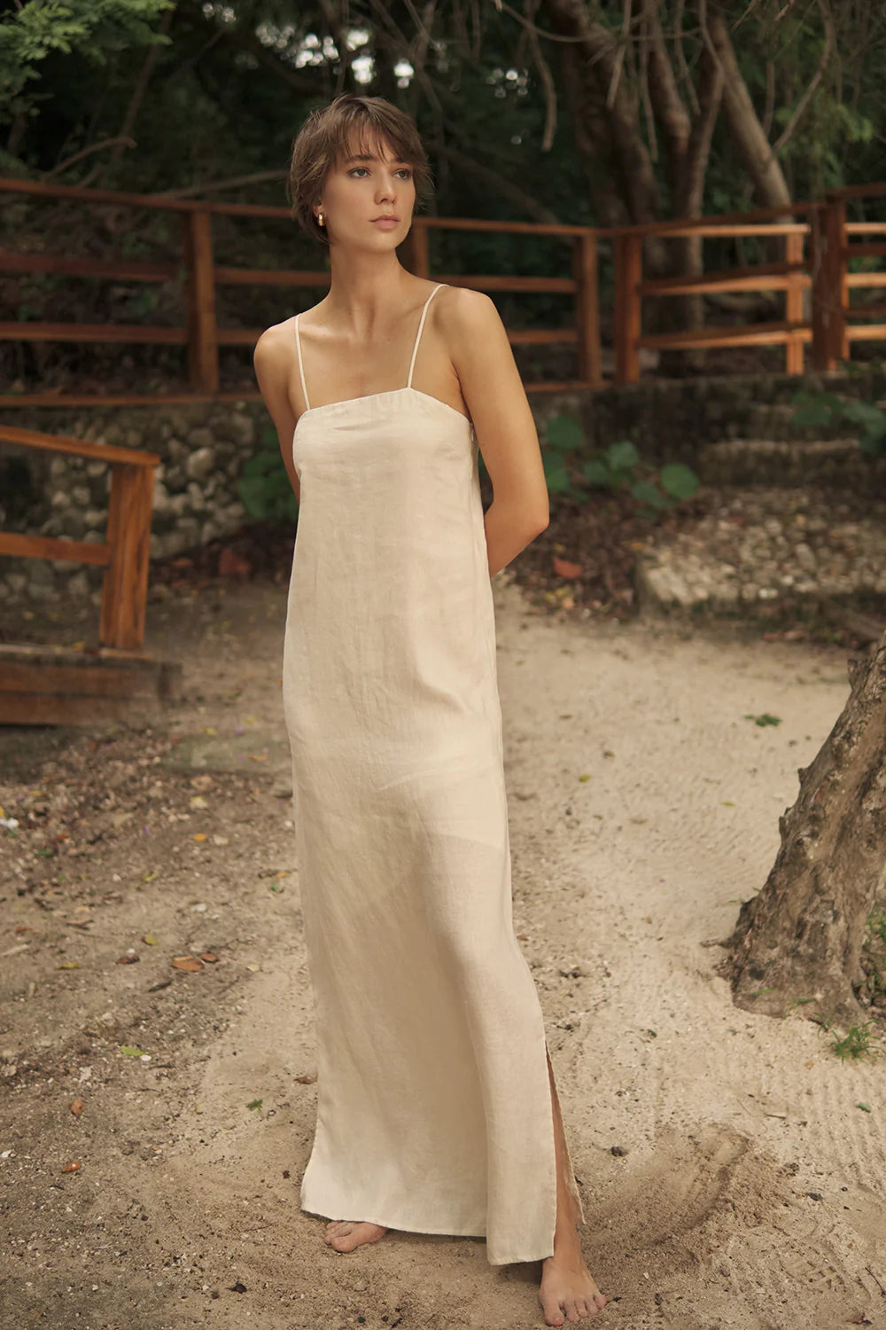 IVORY STRAIGHT LONG DRESS
