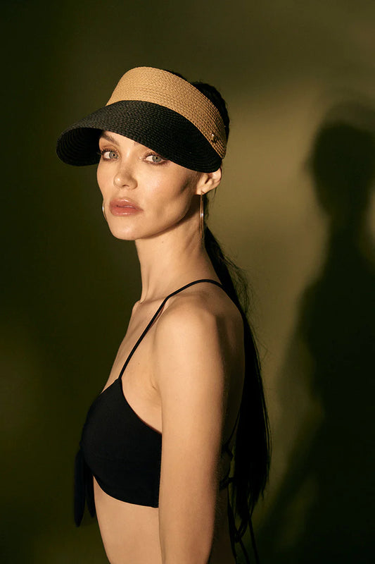 BICOLOR BLACK & BEIGE VISER HAT