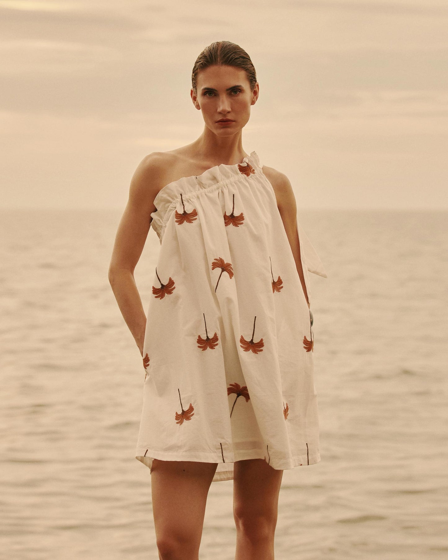 ORANGE PALM MINI DRESS
