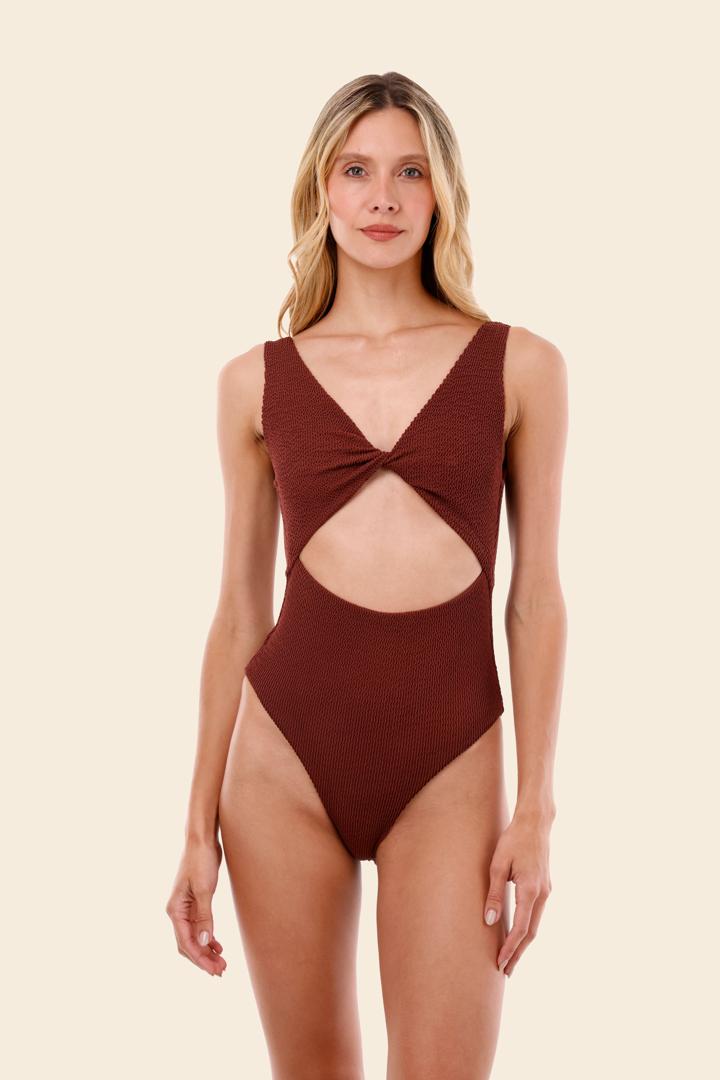 TEXTURED WAVE BARN RED TWIX ONE PIECE