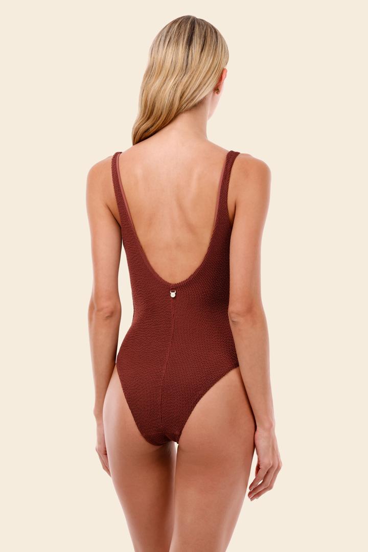 TEXTURED WAVE BARN RED ONE PIECE