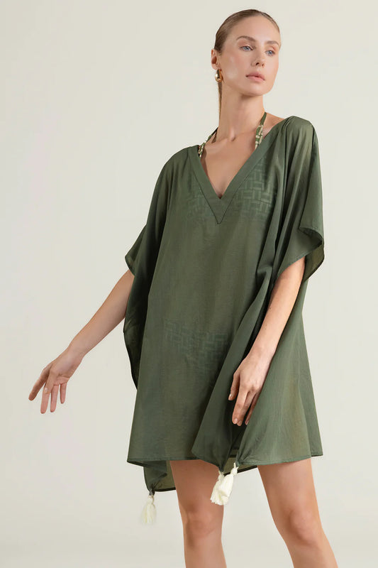 OLIVE GREEN LINEN KIMONO