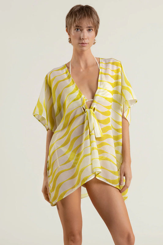 LIME GREEN PRINT KIMONO