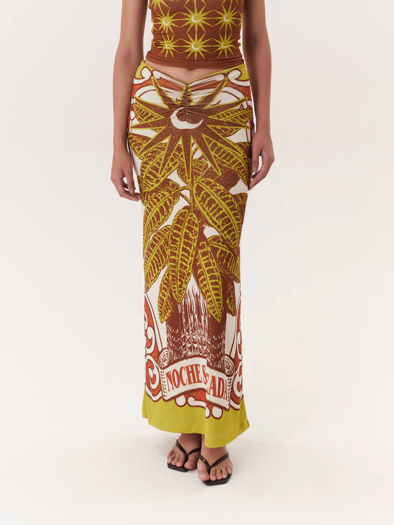 MAXI SKIRT SOLAR BROWN