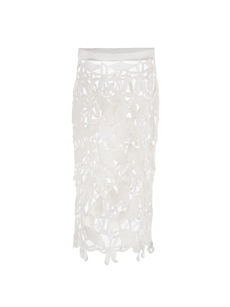 FLORES IVORY MIDI SKIRT