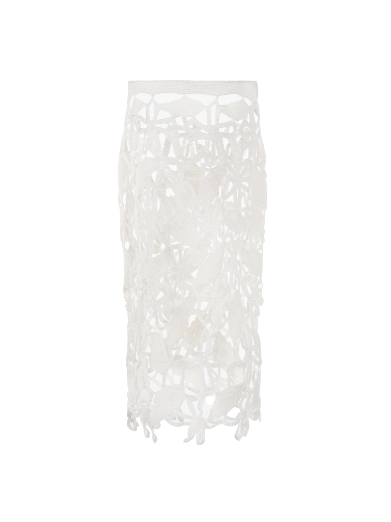 FLORES IVORY MIDI SKIRT