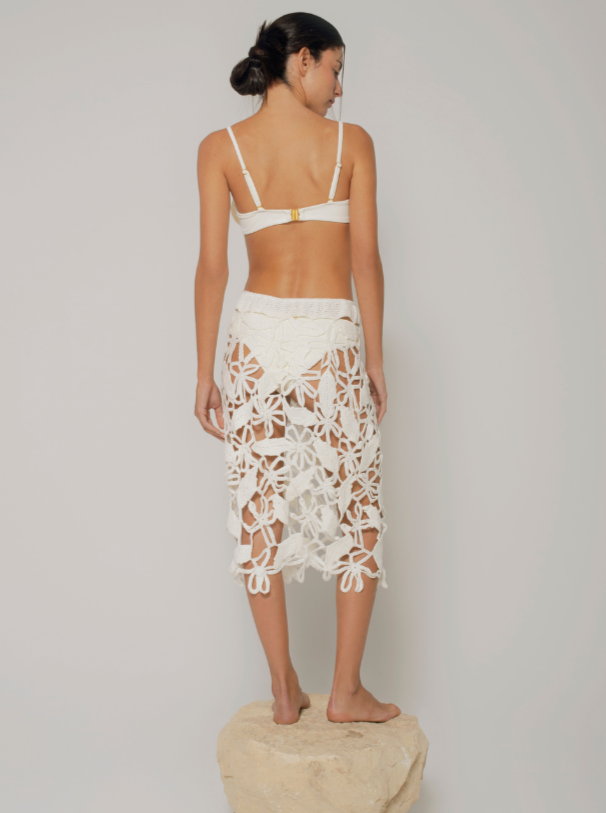 FLORES IVORY MIDI SKIRT