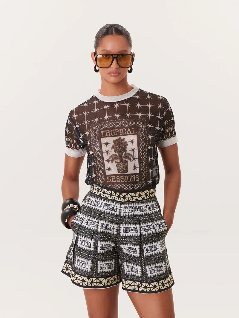 TROPICAL MESH TOP BLACK