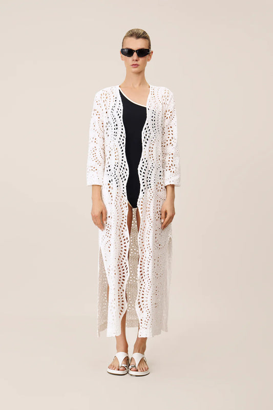 WHITE LONG KIMONO