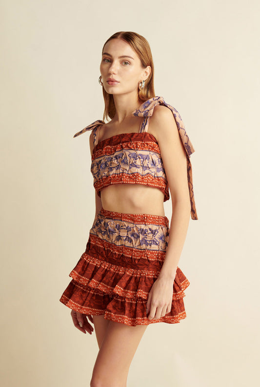 CARMEN TOP NIGRE SKIRT RED STRIPES