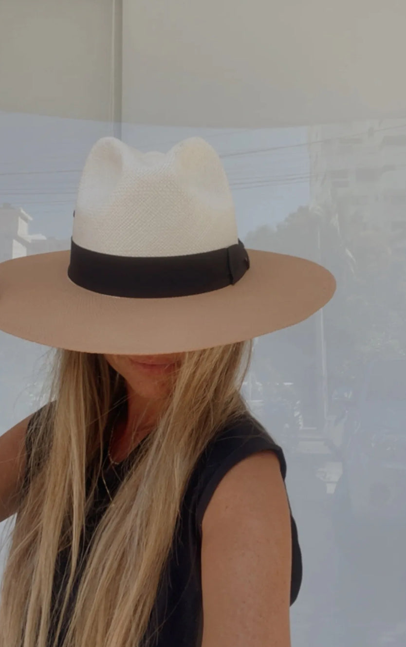 NATURAL AND BEIGE HAT